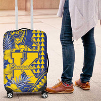 Hawaii Kaiser High School Luggage Cover Tribal Tattoo With Hibiscus Flowers LT05 Blue - Polynesian Pride
