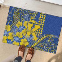 Hawaii Kaiser High School Rubber Doormat Tribal Tattoo With Hibiscus Flowers LT05 - Polynesian Pride