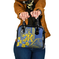 Hawaii Kaiser High School Shoulder Handbag Tribal Tattoo With Hibiscus Flowers LT05 One Size Blue - Polynesian Pride