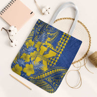 Hawaii Kaiser High School Tote Bag Tribal Tattoo With Hibiscus Flowers LT05 White Strap One Size Blue - Polynesian Pride