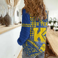 Personalised Hawaii Kaiser High School Women Casual Shirt Tribal Tattoo With Hibiscus Flowers