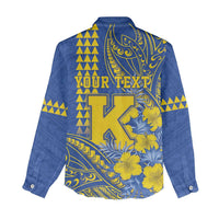 Personalised Hawaii Kaiser High School Women Casual Shirt Tribal Tattoo With Hibiscus Flowers