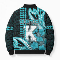 Personalised Hawaii Kapolei High School Bomber Puffer Jacket Tribal Tattoo With Hibiscus Flowers LT05 - Polynesian Pride