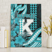 Hawaii Kapolei High School Canvas Wall Art Tribal Tattoo With Hibiscus Flowers LT05 Without Frame Dark Teal - Polynesian Pride