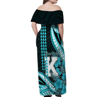Personalised Hawaii Kapolei High School Family Matching Off Shoulder Maxi Dress and Hawaiian Shirt Tribal Tattoo With Hibiscus Flowers