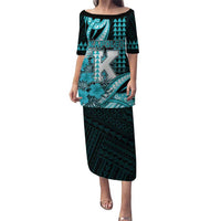Personalised Hawaii Kapolei High School Family Matching Puletasi and Hawaiian Shirt Tribal Tattoo With Hibiscus Flowers