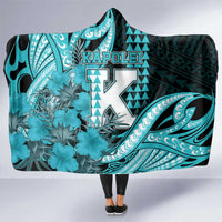 Hawaii Kapolei High School Hooded Blanket Tribal Tattoo With Hibiscus Flowers LT05 One Size Dark Teal - Polynesian Pride