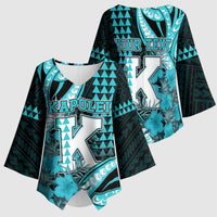 Personalised Hawaii Kapolei High School Kimono Sleeve Blouse Tribal Tattoo With Hibiscus Flowers LT05 - Polynesian Pride