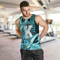 Personalised Hawaii Kapolei High School Men Tank Top Tribal Tattoo With Hibiscus Flowers LT05 Dark Teal - Polynesian Pride