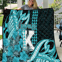 Hawaii Kapolei High School Quilt Tribal Tattoo With Hibiscus Flowers LT05 Dark Teal - Polynesian Pride