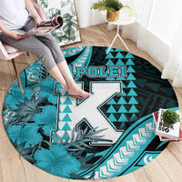 Hawaii Kapolei High School Round Carpet Tribal Tattoo With Hibiscus Flowers LT05 - Polynesian Pride