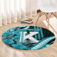 Hawaii Kapolei High School Round Carpet Tribal Tattoo With Hibiscus Flowers LT05 - Polynesian Pride