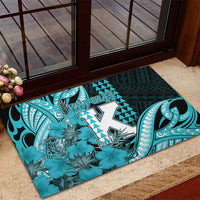 Hawaii Kapolei High School Rubber Doormat Tribal Tattoo With Hibiscus Flowers LT05 - Polynesian Pride