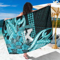 Hawaii Kapolei High School Sarong Tribal Tattoo With Hibiscus Flowers LT05 One Size 44 x 66 inches Dark Teal - Polynesian Pride