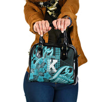 Hawaii Kapolei High School Shoulder Handbag Tribal Tattoo With Hibiscus Flowers LT05 One Size Dark Teal - Polynesian Pride