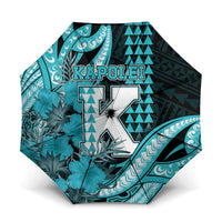 Hawaii Kapolei High School Umbrella Tribal Tattoo With Hibiscus Flowers LT05 One Size Folded 11.42 inch Opened Diameter 37.4 inch Dark Teal - Polynesian Pride