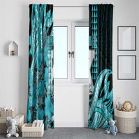 Hawaii Kapolei High School Window Curtain Tribal Tattoo With Hibiscus Flowers LT05 - Polynesian Pride