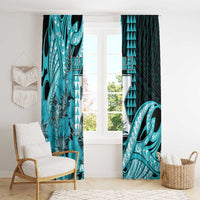 Hawaii Kapolei High School Window Curtain Tribal Tattoo With Hibiscus Flowers LT05 - Polynesian Pride