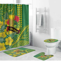 Hawaii Leilehua High School Bathroom Set Tribal Tattoo With Hibiscus Flowers LT05 Bathroom Set (4 pcs) Green - Polynesian Pride