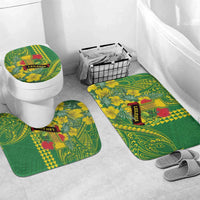 Hawaii Leilehua High School Bathroom Set Tribal Tattoo With Hibiscus Flowers LT05 Mat Set Only (3 pcs) One Size Green - Polynesian Pride