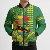 Personalised Hawaii Leilehua High School Bomber Puffer Jacket Tribal Tattoo With Hibiscus Flowers LT05 - Polynesian Pride