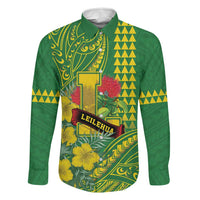 Personalised Hawaii Leilehua High School Family Matching Off Shoulder Short Dress and Hawaiian Shirt Tribal Tattoo With Hibiscus Flowers