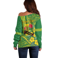 Personalised Hawaii Leilehua High School Off Shoulder Sweater Tribal Tattoo With Hibiscus Flowers