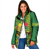 Personalised Hawaii Leilehua High School Padded Jacket Tribal Tattoo With Hibiscus Flowers LT05 Women Green - Polynesian Pride