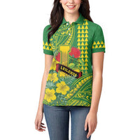 Personalised Hawaii Leilehua High School Women Polo Shirt Tribal Tattoo With Hibiscus Flowers