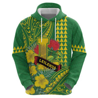 Personalised Hawaii Leilehua High School Zip Hoodie Tribal Tattoo With Hibiscus Flowers