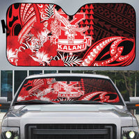 Hawaii Kalani High School Auto Sun Shade Tribal Tattoo With Hibiscus Flowers LT05 Red - Polynesian Pride