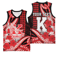 Personalised Hawaii Kalani High School Basketball Jersey Tribal Tattoo With Hibiscus Flowers