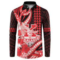 Personalised Hawaii Kalani High School Button Sweatshirt Tribal Tattoo With Hibiscus Flowers LT05 Red - Polynesian Pride