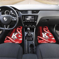 Personalised Hawaii Kalani High School Car Mats Tribal Tattoo With Hibiscus Flowers LT05 Set 2pcs - Front Red - Polynesian Pride
