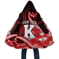 Personalised Hawaii Kalani High School Cloak Tribal Tattoo With Hibiscus Flowers LT05 Unisex Red - Polynesian Pride