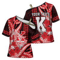 Personalised Hawaii Kalani High School Cross Shoulder Shirt Tribal Tattoo With Hibiscus Flowers LT05 - Polynesian Pride