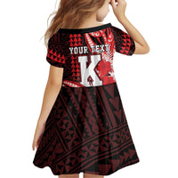 Personalised Hawaii Kalani High School Family Matching Short Sleeve Bodycon Dress and Hawaiian Shirt Tribal Tattoo With Hibiscus Flowers