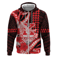 Personalised Hawaii Kalani High School Hoodie Tribal Tattoo With Hibiscus Flowers LT05 Zip Hoodie Red - Polynesian Pride