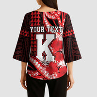 Personalised Hawaii Kalani High School Kimono Sleeve Blouse Tribal Tattoo With Hibiscus Flowers LT05 - Polynesian Pride