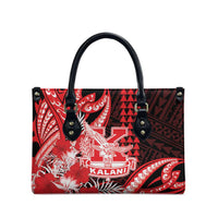 Hawaii Kalani High School Leather Bag Tribal Tattoo With Hibiscus Flowers LT05 - Polynesian Pride