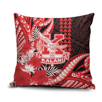 Hawaii Kalani High School Pillow Cover Tribal Tattoo With Hibiscus Flowers LT05 Red - Polynesian Pride