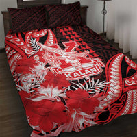 Hawaii Kalani High School Quilt Bed Set Tribal Tattoo With Hibiscus Flowers LT05 Red - Polynesian Pride