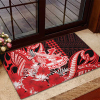 Hawaii Kalani High School Rubber Doormat Tribal Tattoo With Hibiscus Flowers LT05 - Polynesian Pride