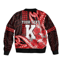 Personalised Hawaii Kalani High School Sleeve Zip Bomber Jacket Tribal Tattoo With Hibiscus Flowers LT05 - Polynesian Pride