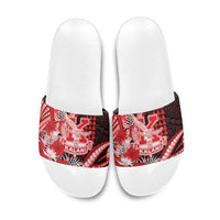 Hawaii Kalani High School Slide Sandals Tribal Tattoo With Hibiscus Flowers LT05 Red - Polynesian Pride