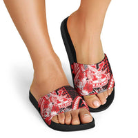 Hawaii Kalani High School Slide Sandals Tribal Tattoo With Hibiscus Flowers LT05 - Polynesian Pride