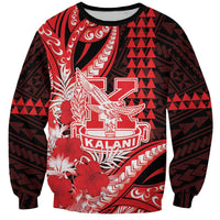 Personalised Hawaii Kalani High School Sweatshirt Tribal Tattoo With Hibiscus Flowers LT05 Unisex Red - Polynesian Pride