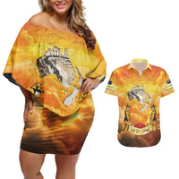 New Zealand And Australia ANZAC Day Couples Matching Off Shoulder Short Dress and Hawaiian Shirt Sinai Palestine Campaign Lest We Forget