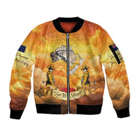 New Zealand And Australia ANZAC Day Sleeve Zip Bomber Jacket Sinai Palestine Campaign Lest We Forget