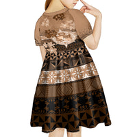 Tonga Emancipation Day Kid Short Sleeve Dress Tongan Kupesi Ngatu Pattern Vintage Style